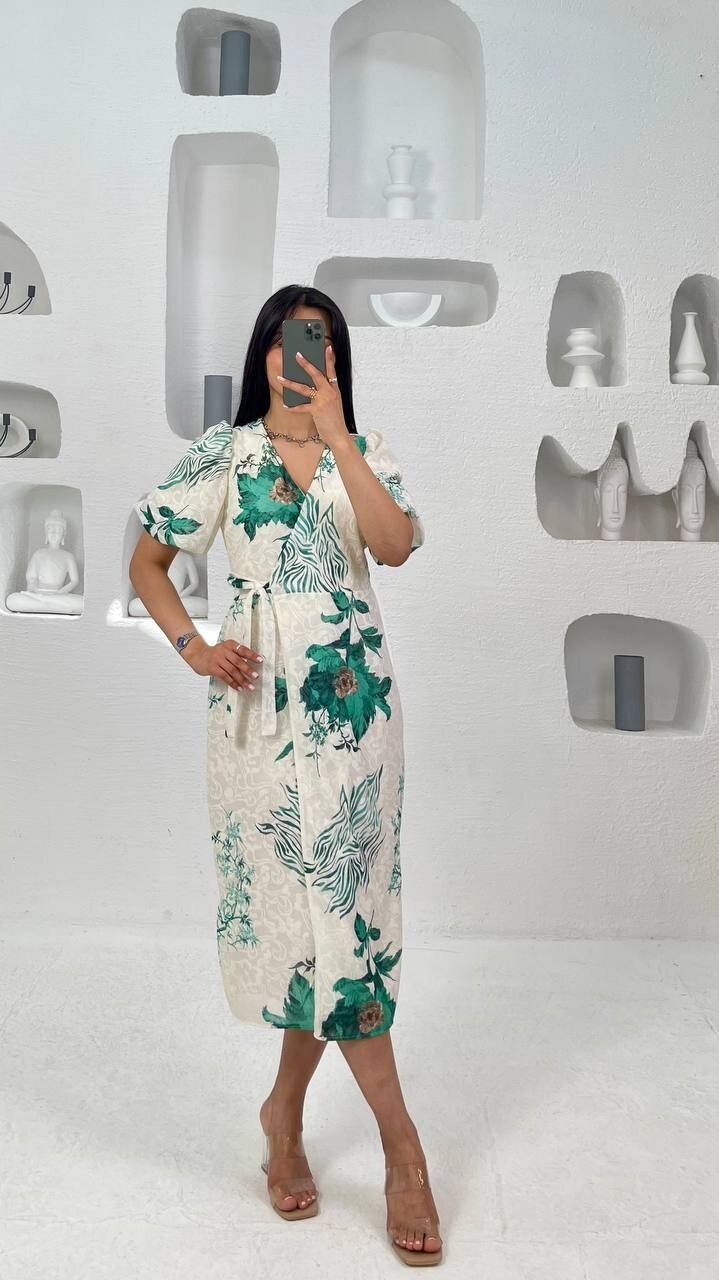 3439-YEŞİL ANVELOK BAĞLAMALI ELBİSE