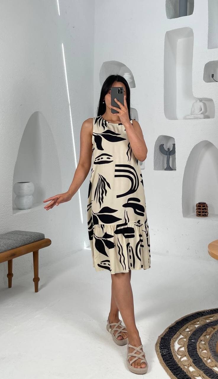 3549-SİYAH BÜYÜK YAPRAKLI KISA ELBİSE