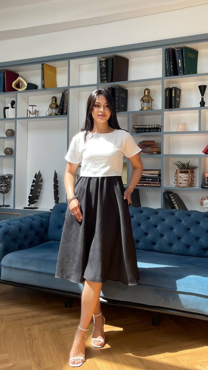 3760-BEYAZ TAKIM DETAY ELBİSE