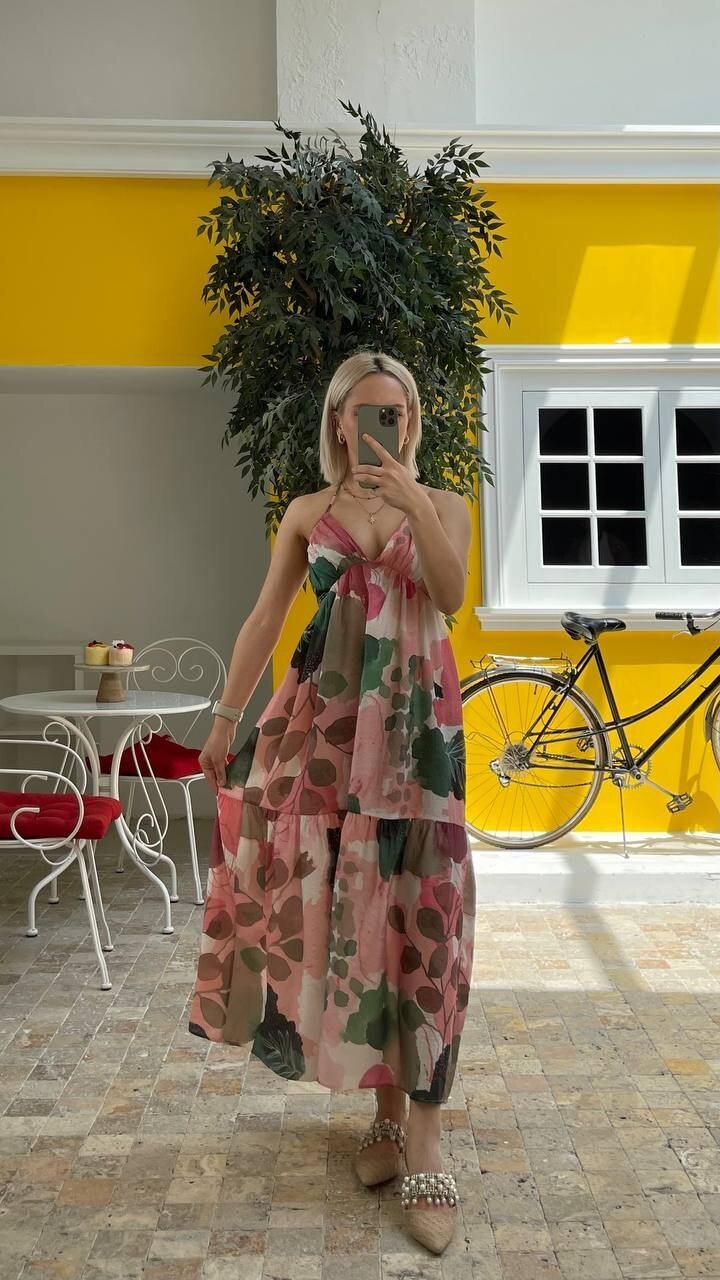 3771-PUDRA SIRT BAĞLAMALI ELBİSE