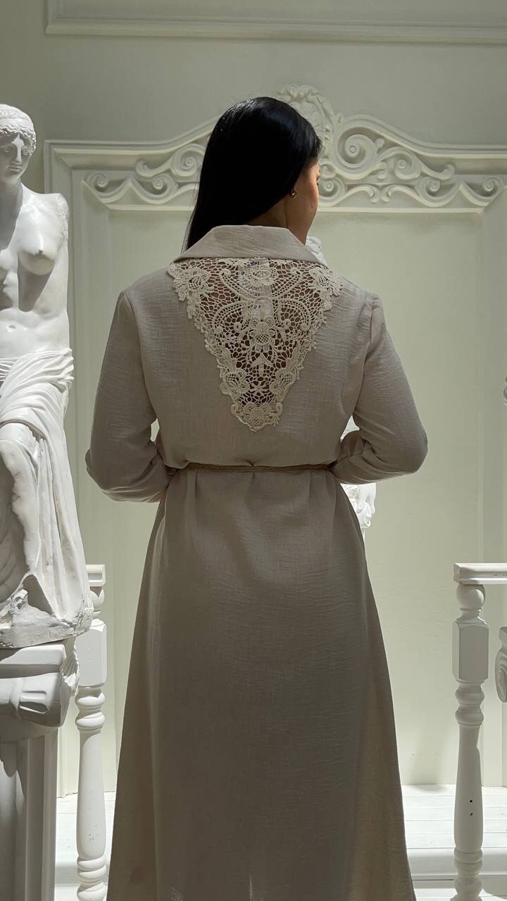 3772-BEJ ARKASI DANTEL ELBİSE