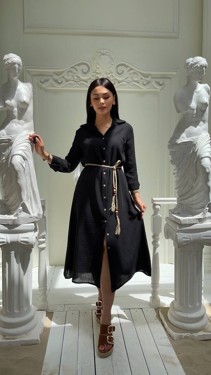 3772-SİYAH ARKASI DANTEL ELBİSE