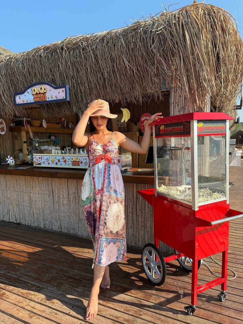 3784-PATCHWORK DESEN SATEN ELBİSE