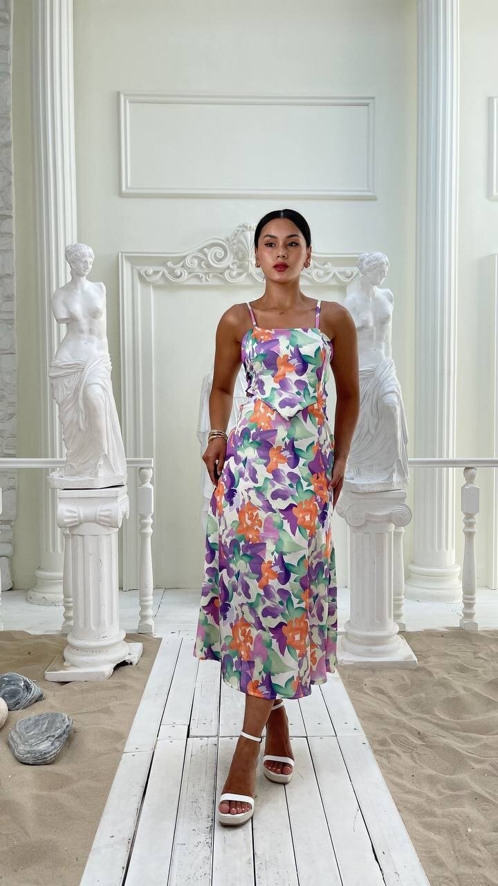 3787 SATEN KUMAŞ SIRT DEKOLTELİ ELBİSE