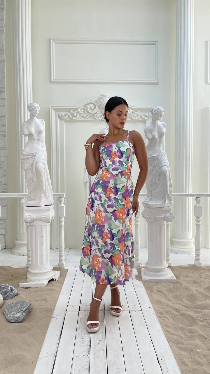 3787 SATEN KUMAŞ SIRT DEKOLTELİ ELBİSE