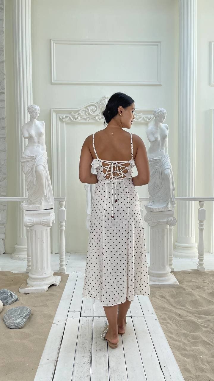 3800-PUNATİYE DESEN SIRT BAĞLAMALI ELBİSE