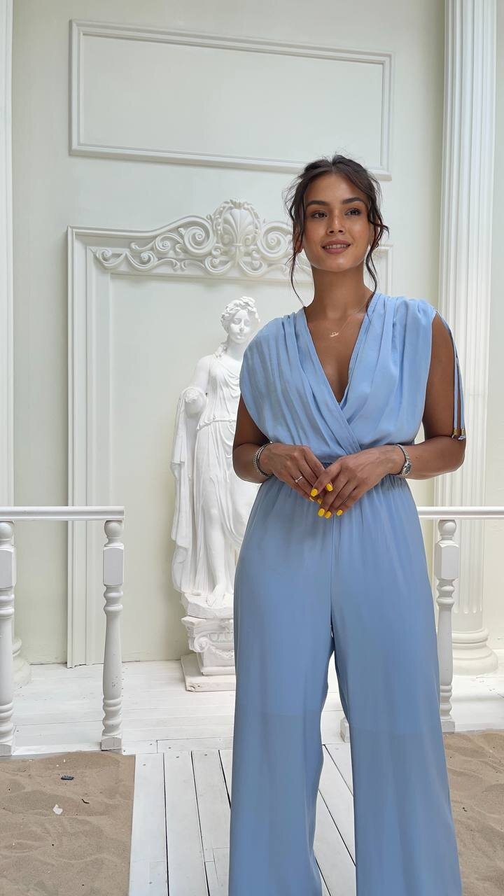 3805-MAVİ KOLLARI DÜĞÜM DETAY TULUM