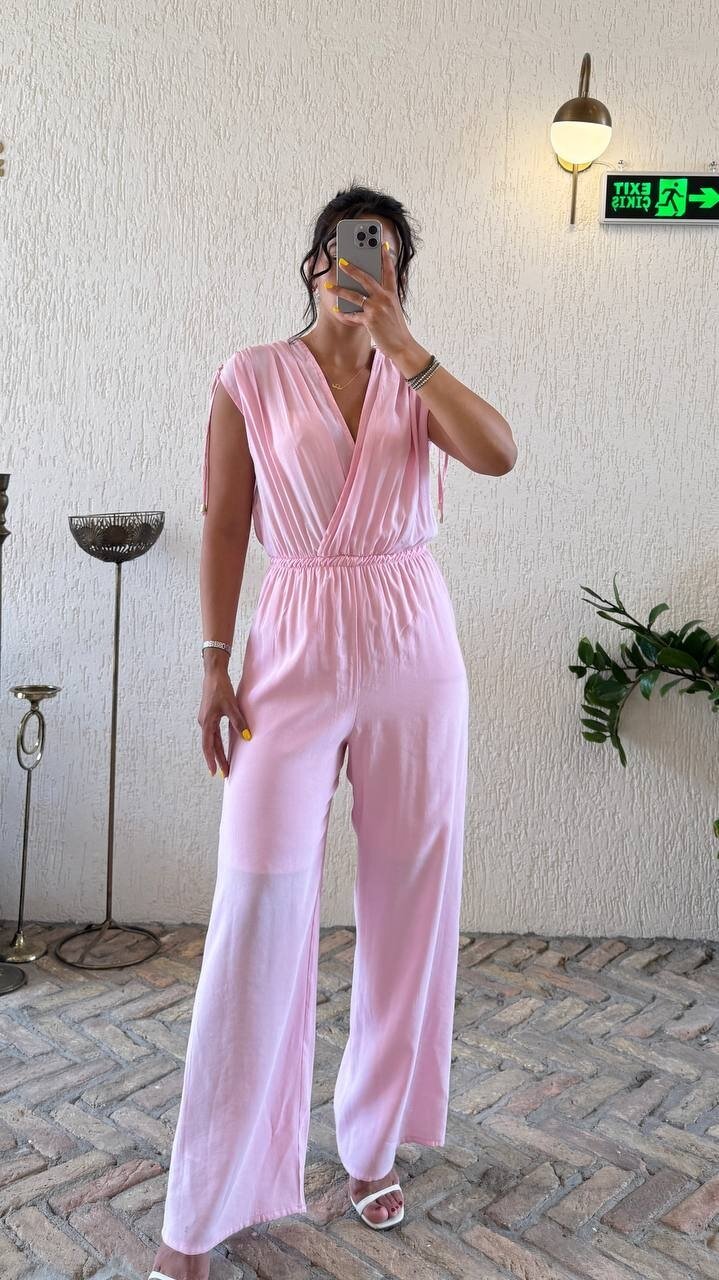 3805-PEMBE KOLLARI DÜĞÜM DETAY TULUM