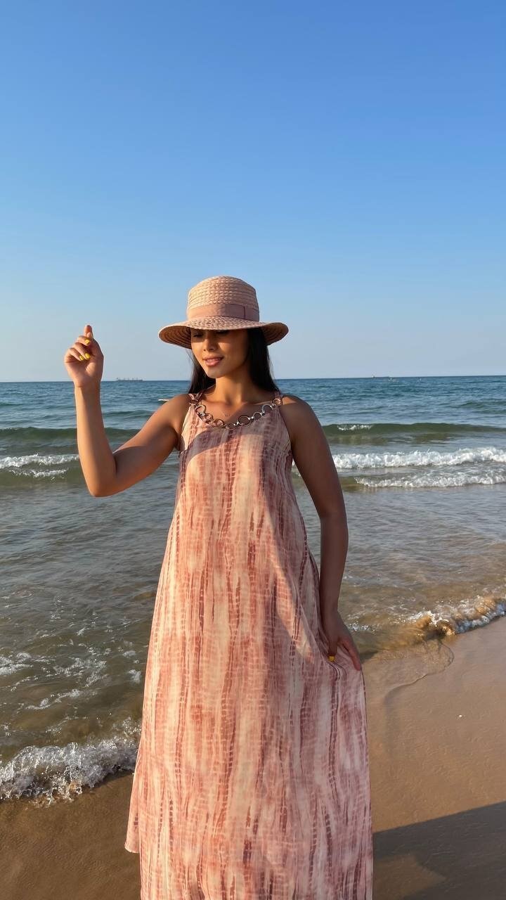 3813 HALTER YAKA HALKA DETAYLI ELBİSE