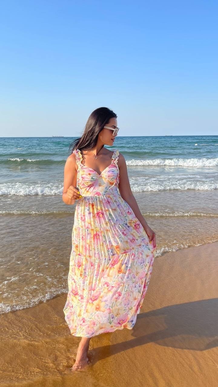 3819 TÜL ÇİÇEKLİ ELBİSE