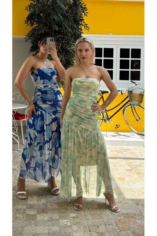 3775-OLİV DRAPELİ ELBİSE