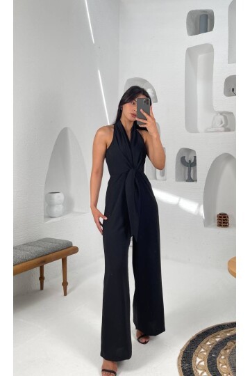 3551-SİYAH ÖNDEN BAĞLAMALI TULUM