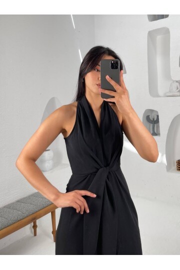 3551-SİYAH ÖNDEN BAĞLAMALI TULUM