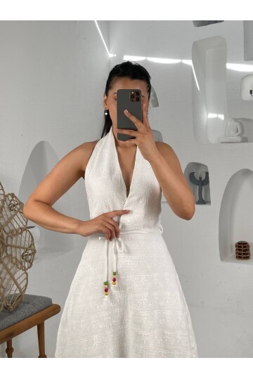 3553-SIFIR KOL FİSTO KEMERLİ ELBİSE