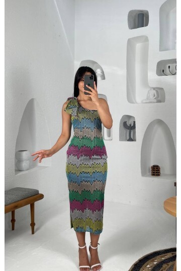 3556-ÖRME TÜL ELBİSE