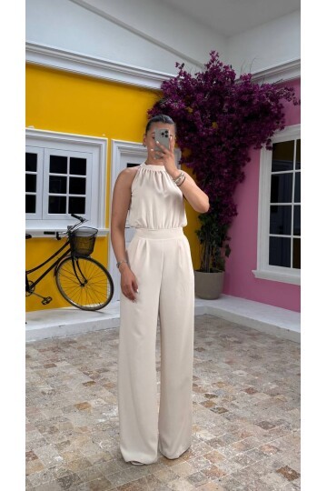 3721-BEJ SIFIR KOL BOYUNDAN BAĞLAMALI TULUM