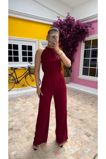 3721-BORDO SIFIR KOL BOYUNDAN BAĞLAMALI TULUM