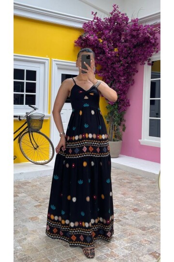 3761-GÖĞÜS PENCERE DETAY ALTI SULU ELBİSE