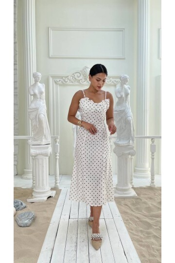 3800-PUNATİYE DESEN SIRT BAĞLAMALI ELBİSE