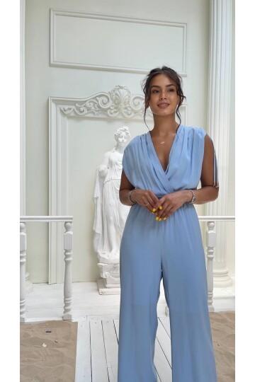 3805-MAVİ KOLLARI DÜĞÜM DETAY TULUM