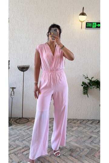 3805-PEMBE KOLLARI DÜĞÜM DETAY TULUM