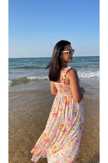 3819 TÜL ÇİÇEKLİ ELBİSE