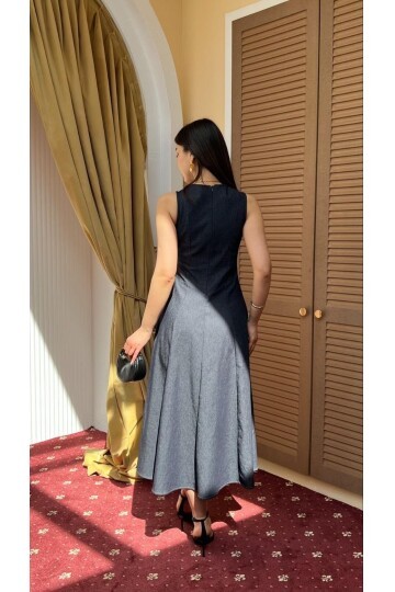 4016-V YAKA KOT ELBİİSE